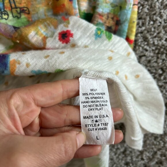 Top Ligne Womens Sz L Colorful artistic Abstract Print Asymmetrical Hem - Picture 8 of 13